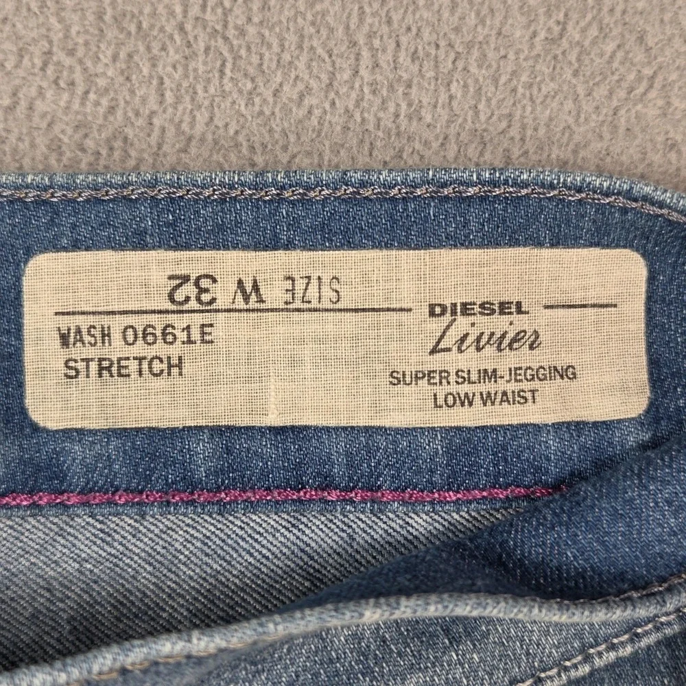 Diesel Jeans Womens 32 Blue Livier Super Slim Jegging Low Waist Stretch Denim